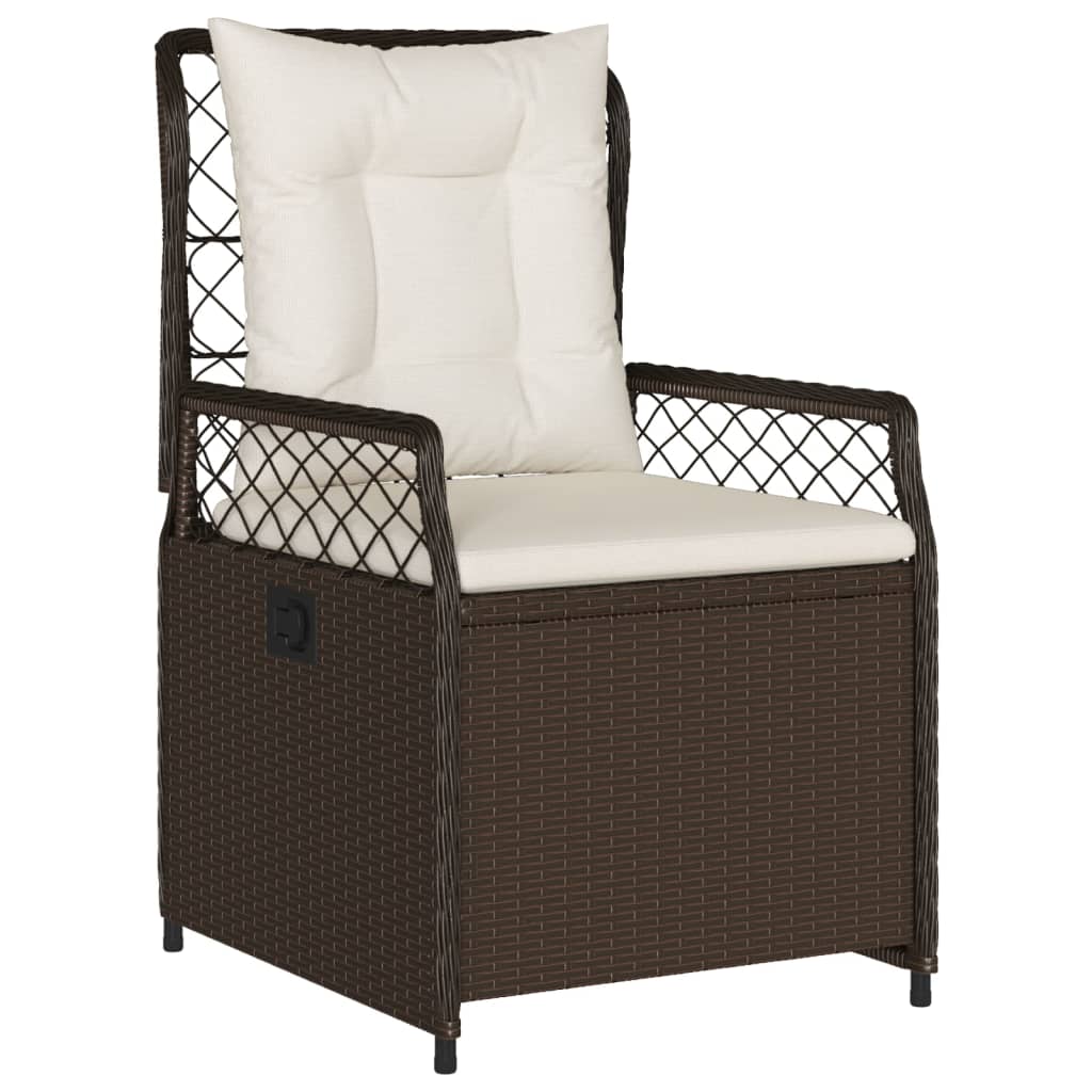 Ensemble à manger de jardin 5 pcs et coussins marron poly rotin