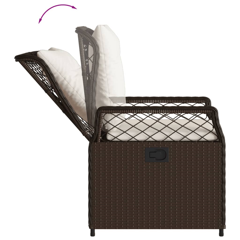 Ensemble à manger de jardin 5 pcs et coussins marron poly rotin