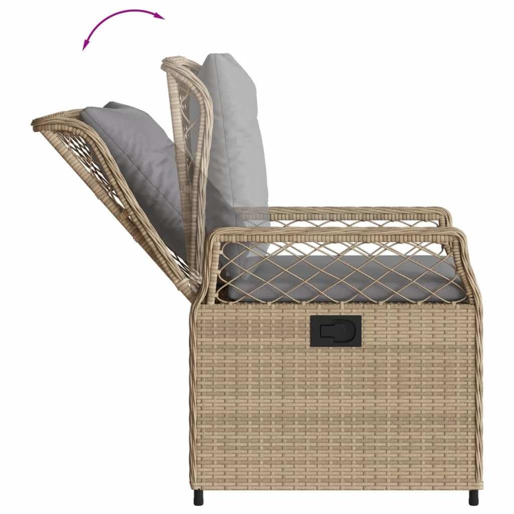 Ensemble à manger de jardin et coussins 3 pcs Beige poly rotin