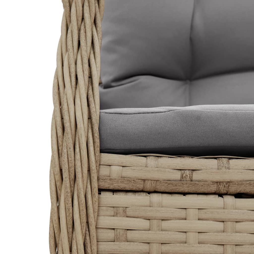 Ensemble à manger de jardin et coussins 3 pcs Beige poly rotin