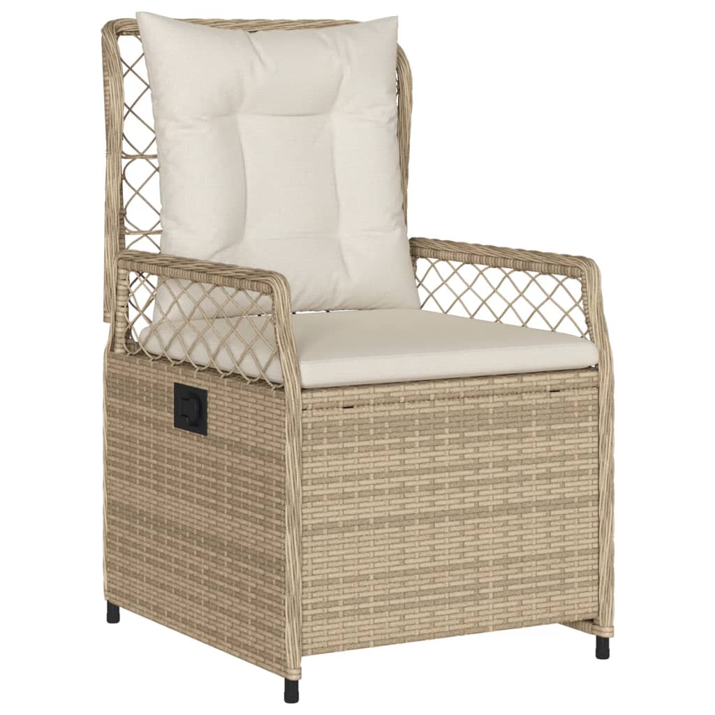 Ensemble à manger de jardin et coussins 3 pcs Beige poly rotin