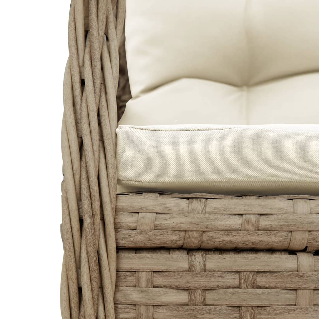 Ensemble à manger de jardin et coussins 3 pcs Beige poly rotin