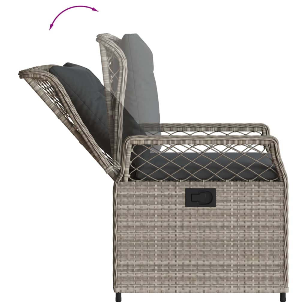 Ensemble à manger de jardin 3pcs coussins gris clair poly rotin