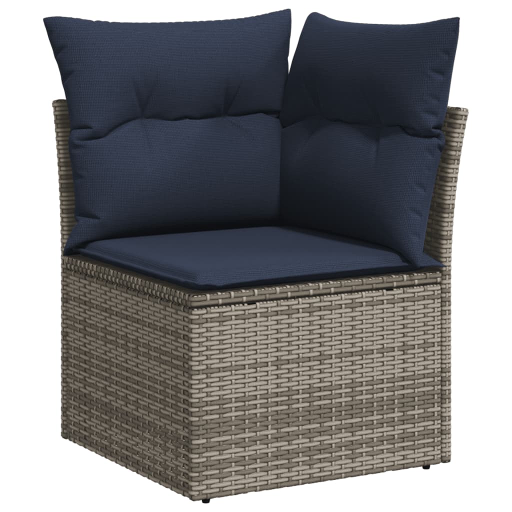 Ensemble de canapé de jardin 6 pcs avec coussins gris résine tressée
