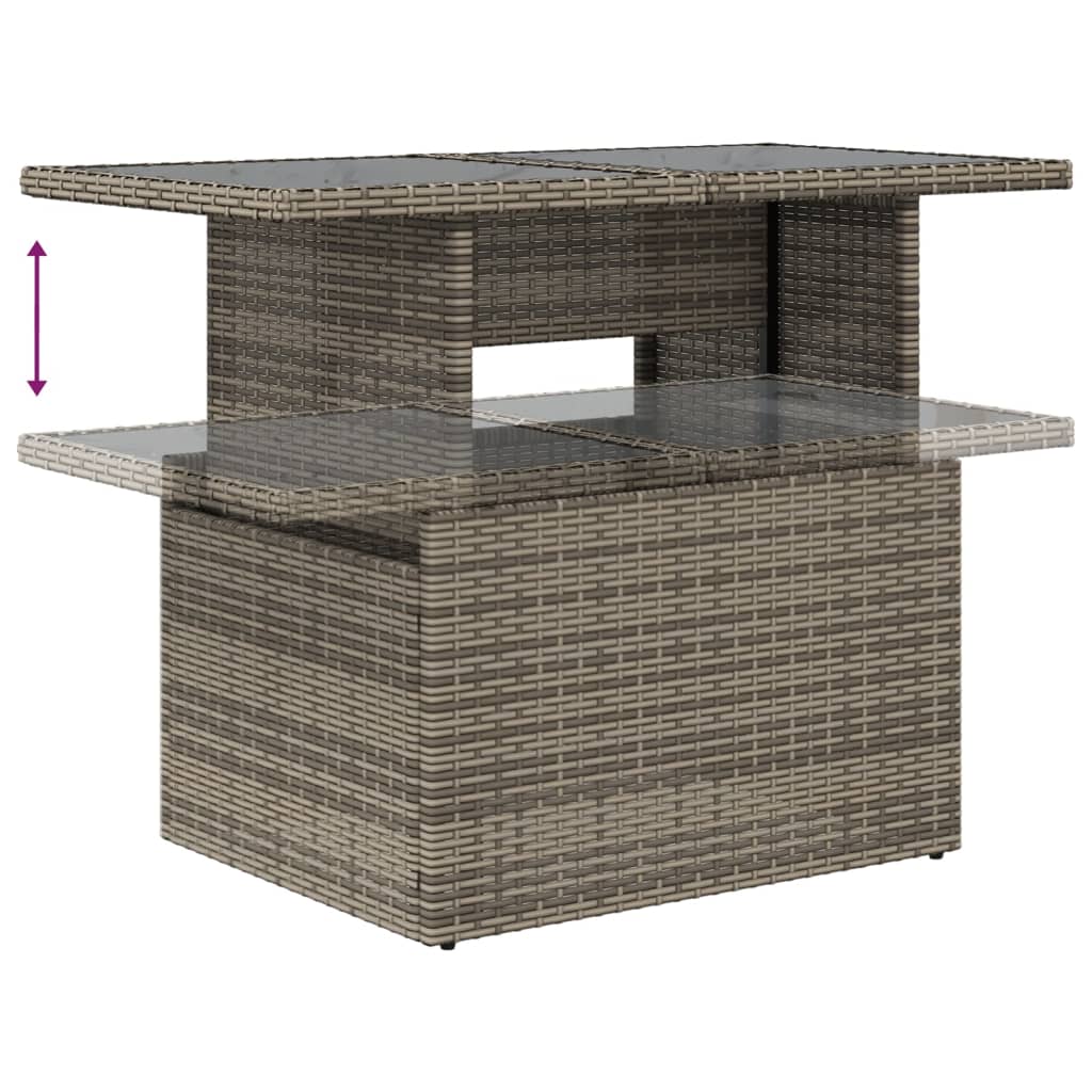 Ensemble de canapé de jardin 7 pcs avec coussins gris résine tressée