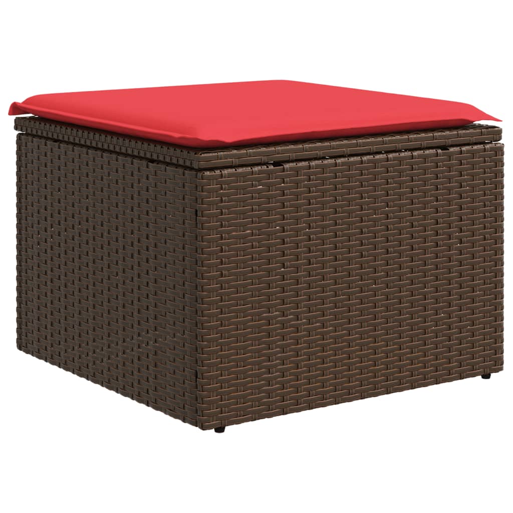 Ensemble de canapé de jardin 8 pcs avec coussins marron résine tressée