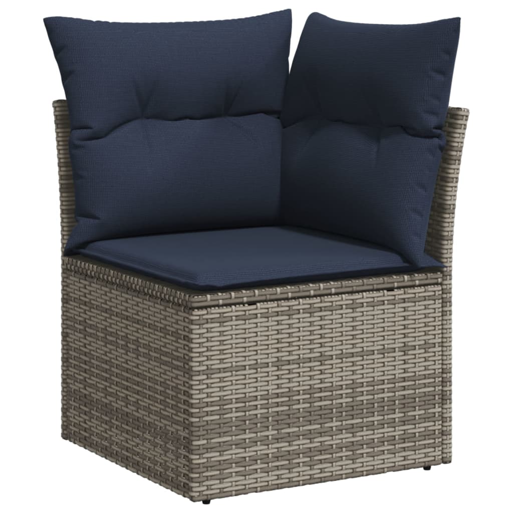 Ensemble de canapé de jardin 8 pcs avec coussins gris résine tressée