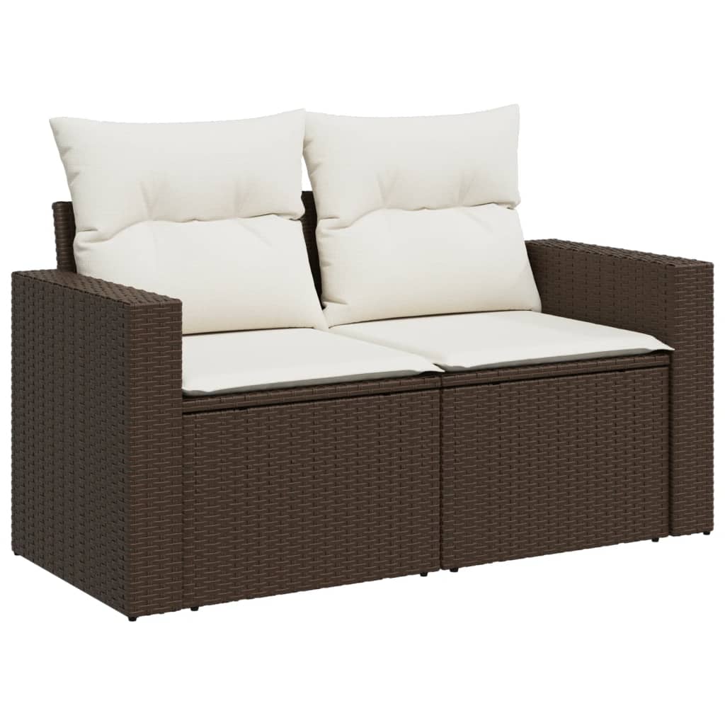 Salon de jardin avec coussins 6 pcs marron résine tressée