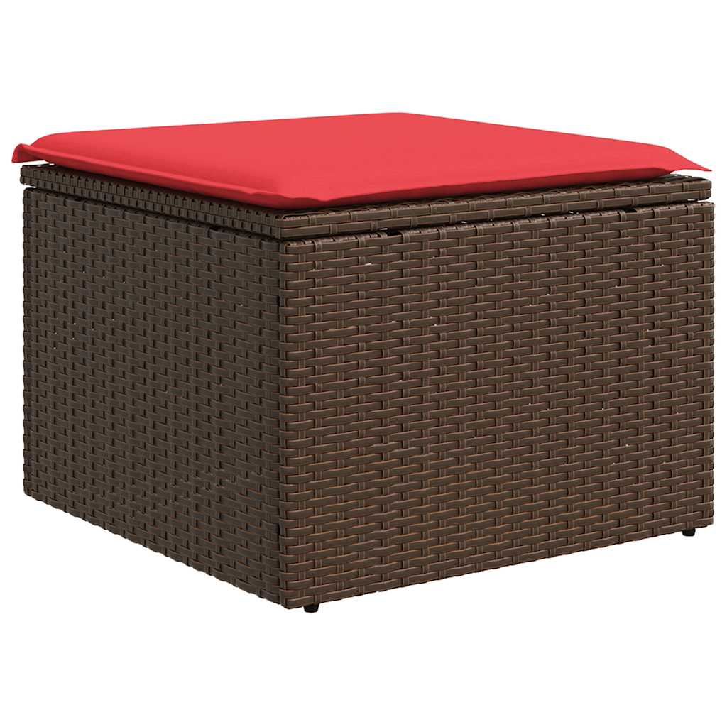Ensemble de canapé de jardin 8 pcs avec coussins marron résine tressée