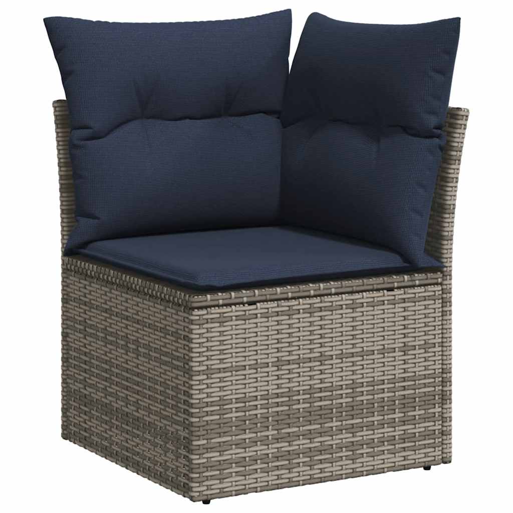 Ensemble de canapé de jardin 7 pcs avec coussins gris résine tressée