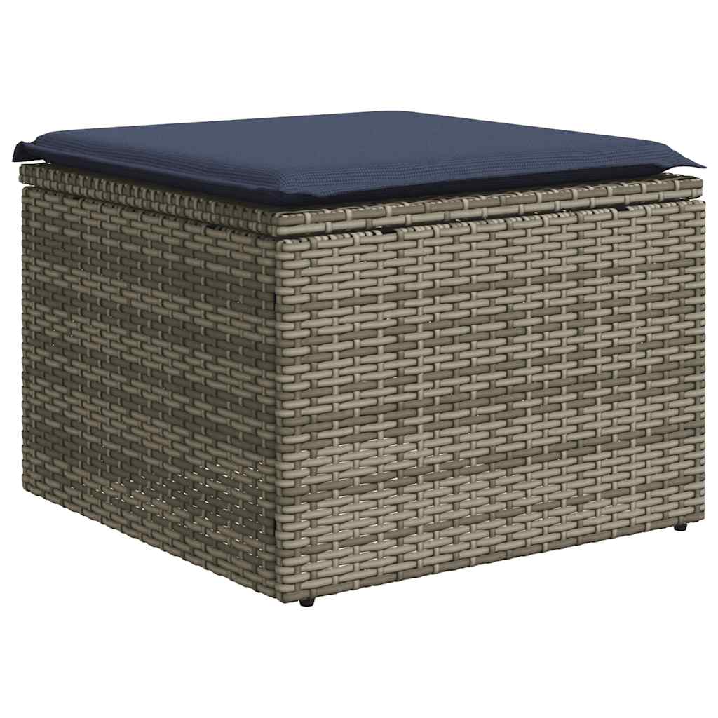 Ensemble de canapé de jardin 7 pcs avec coussins gris résine tressée