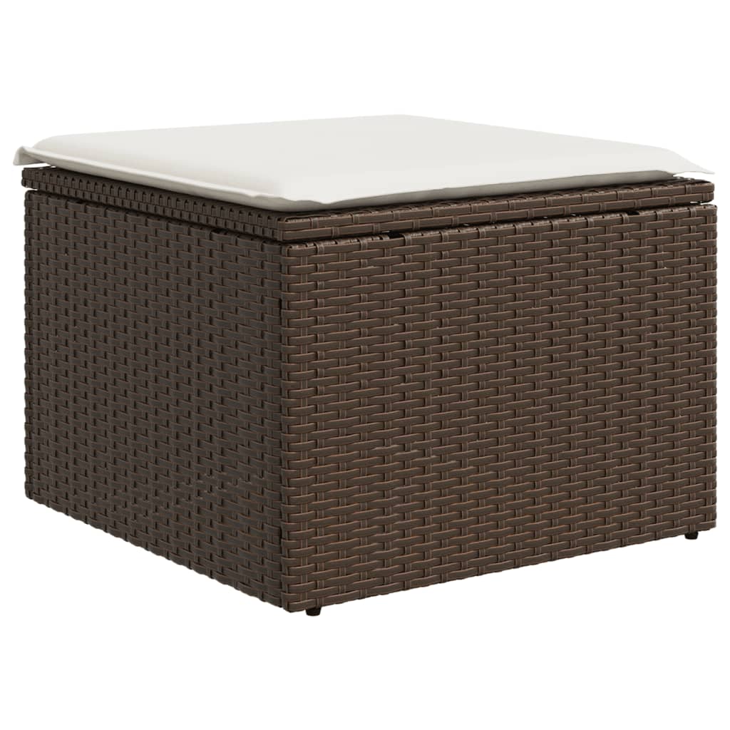 Salon de jardin 8 pcs avec coussins marron résine tressée