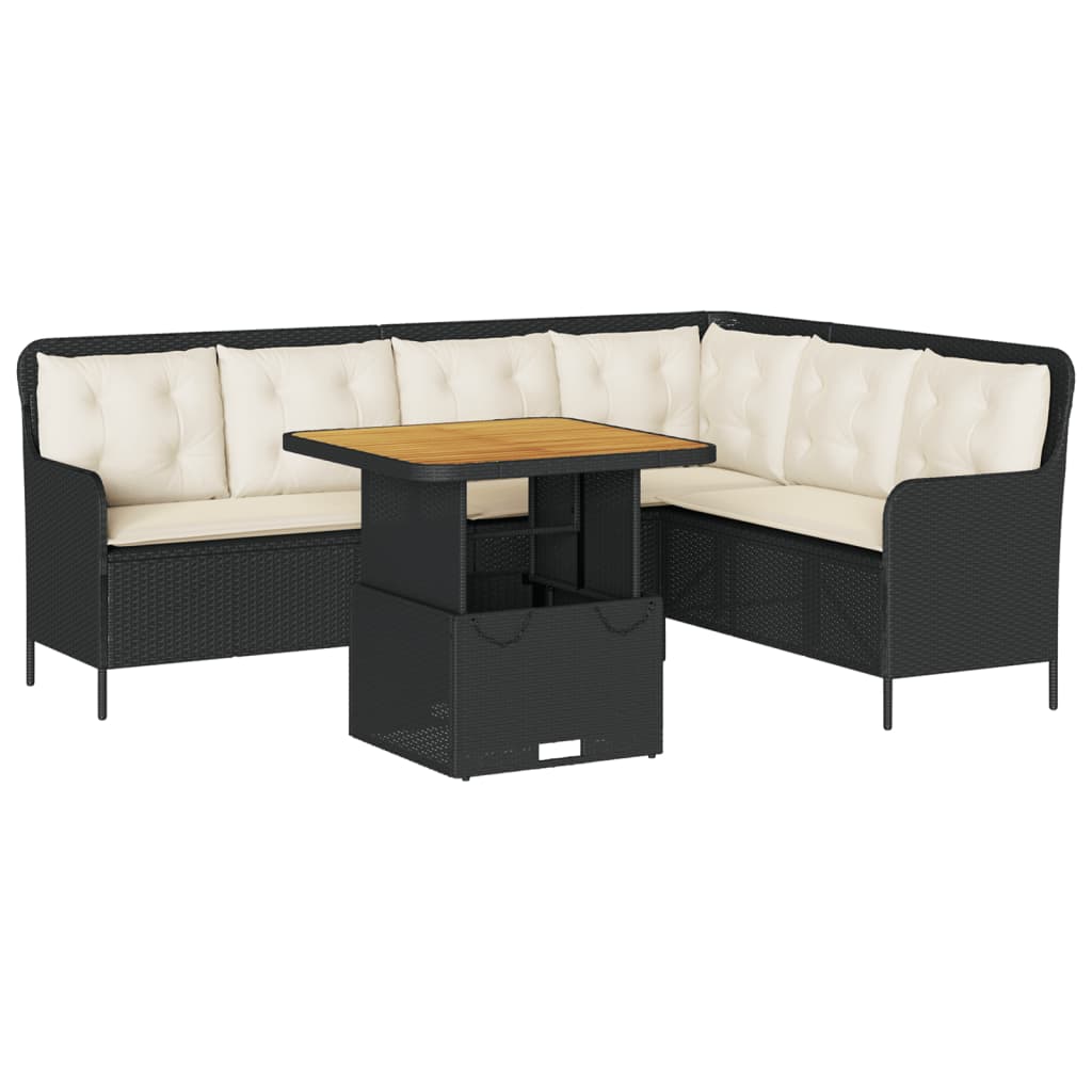 Canapés de jardin 2 pcs avec coussins Noir Résine tressée