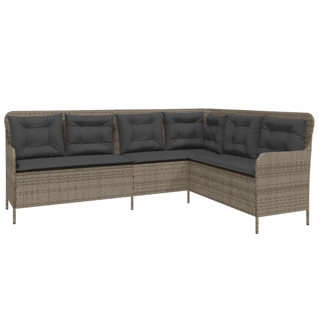 Salon de jardin 2 pcs avec coussins Gris Résine tressée