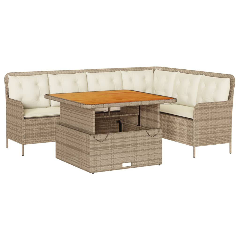 Salon de jardin avec coussins 2 pcs beige résine tressée