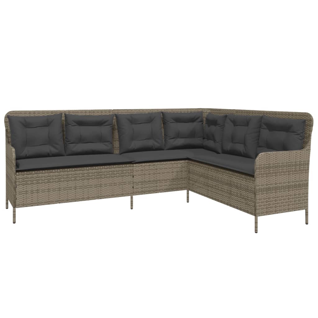 Salon de jardin 2 pcs avec coussins Gris Résine tressée