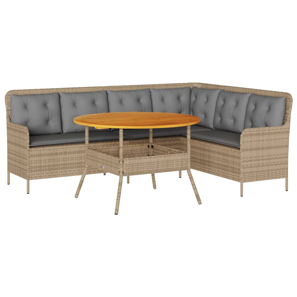 Salon de jardin avec coussins 2 pcs beige résine tressée