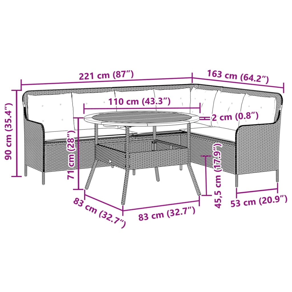 Salon de jardin avec coussins 2 pcs beige résine tressée
