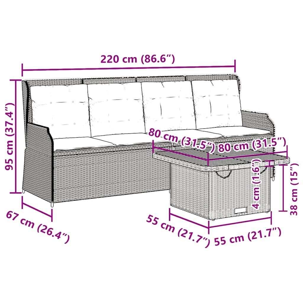 Salon de jardin 3 pcs avec coussins Gris Résine tressée