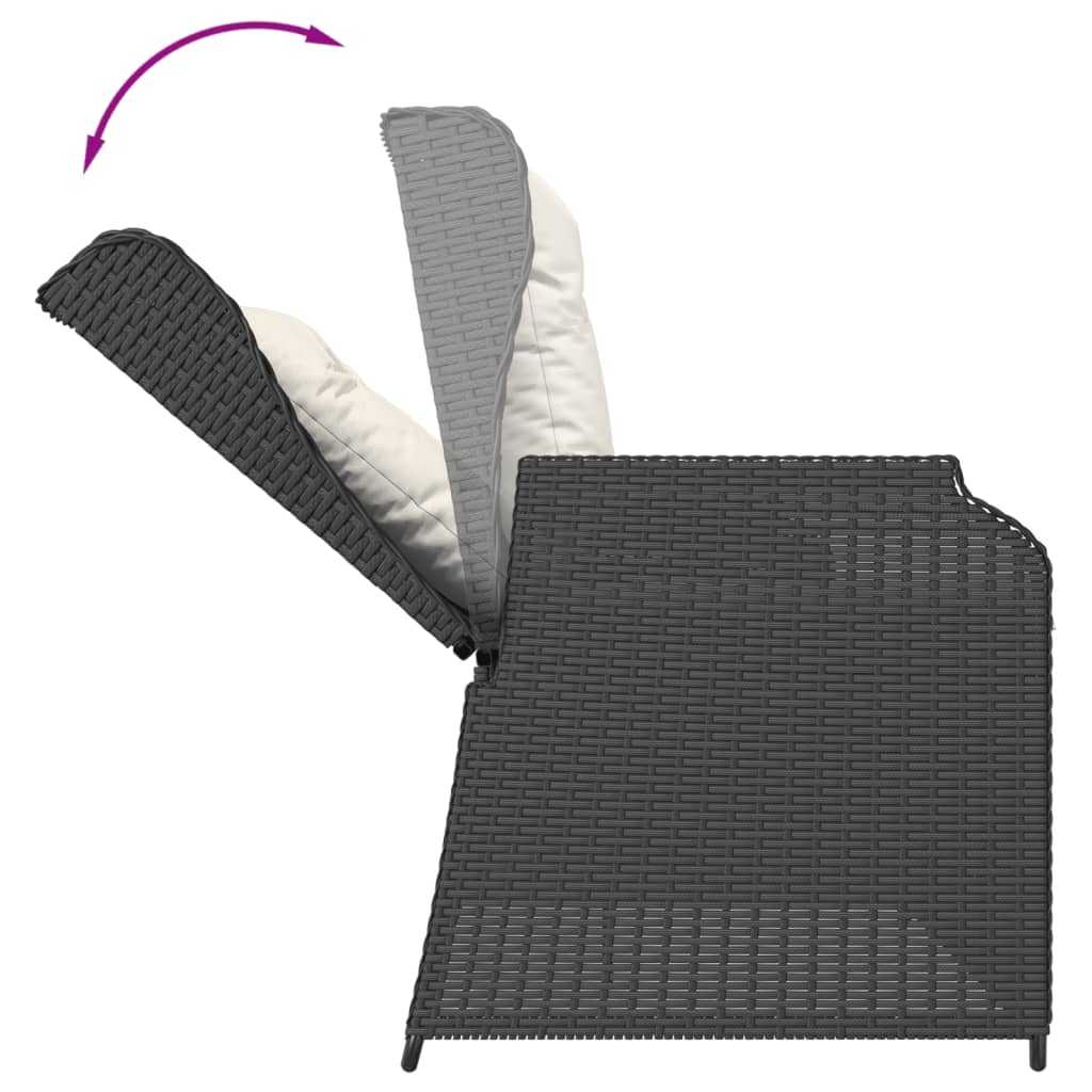 Salon de jardin 4 pcs avec coussins Noir Résine tressée
