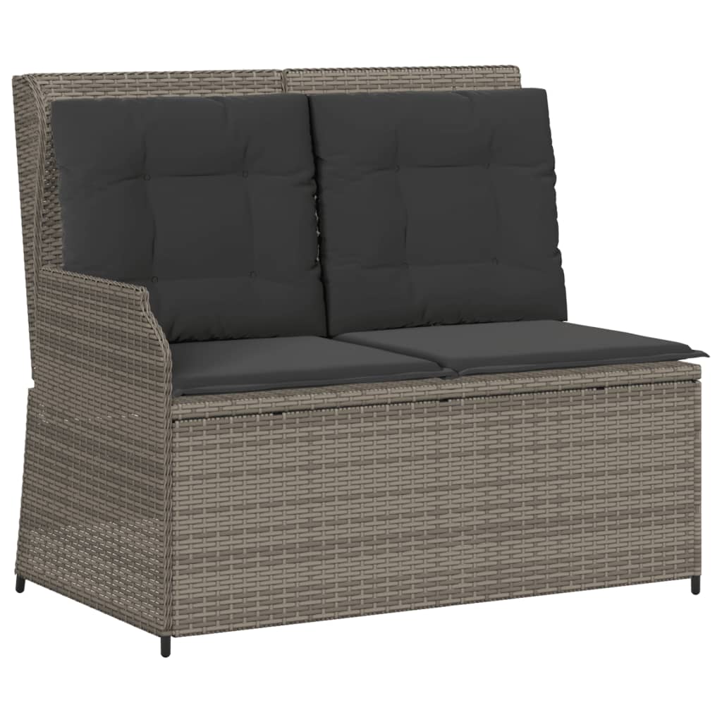 Salon de jardin 4 pcs avec coussins Gris Résine tressée