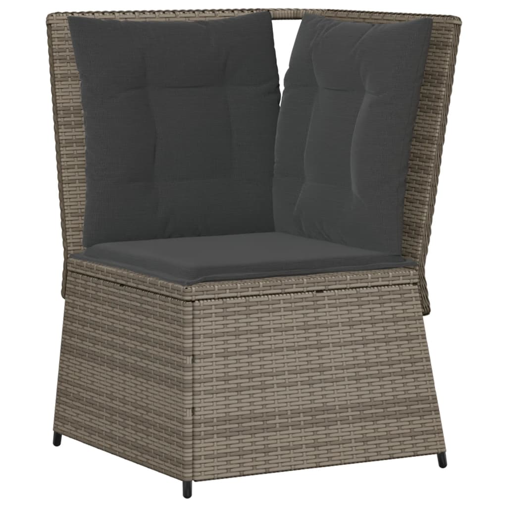 Salon de jardin 4 pcs avec coussins Gris Résine tressée
