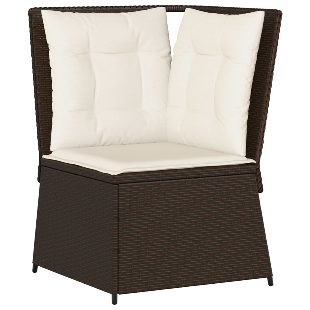 Salon de jardin 5 pcs avec coussins Marron Résine tressée