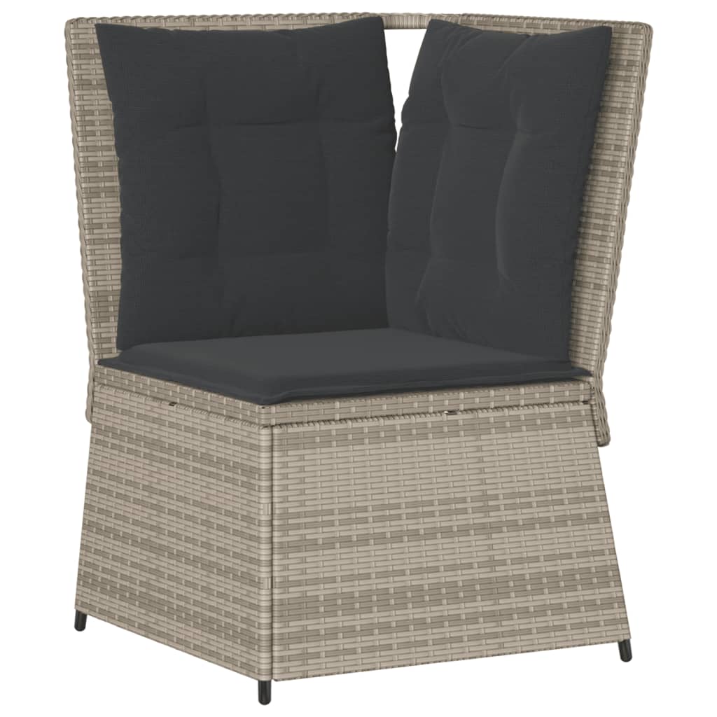 Salon de jardin 5 pcs avec coussins gris clair résine tressée