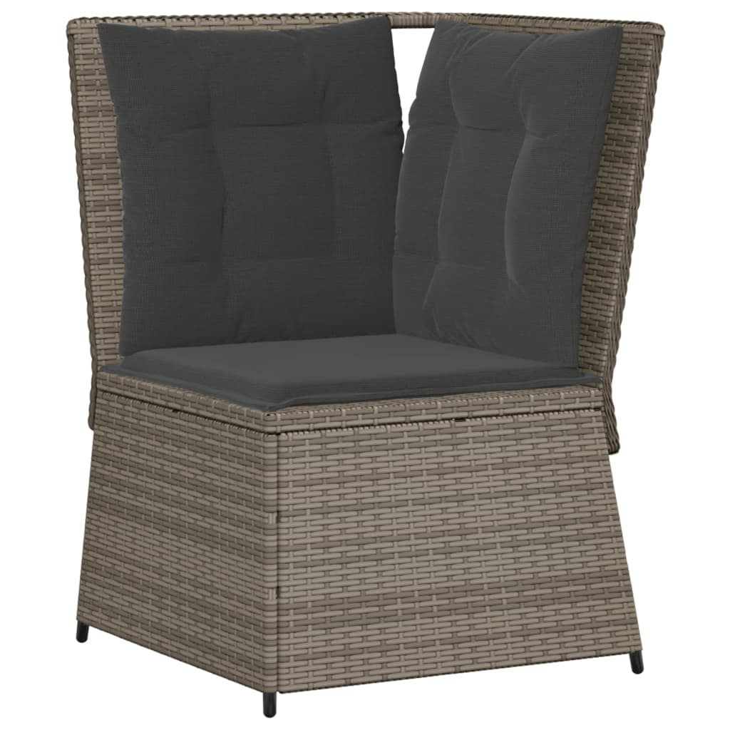 Salon de jardin 5 pcs avec coussins Gris Résine tressée