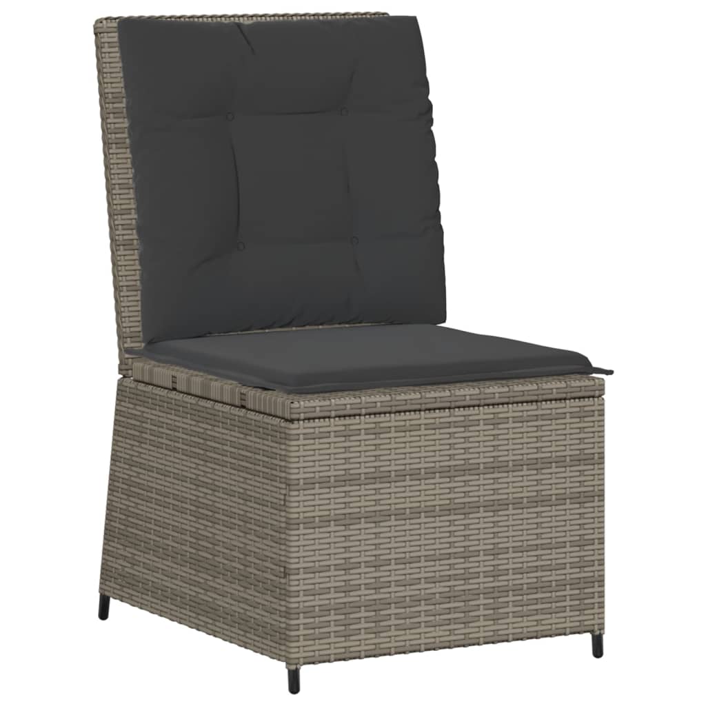 Salon de jardin 5 pcs avec coussins Gris Résine tressée