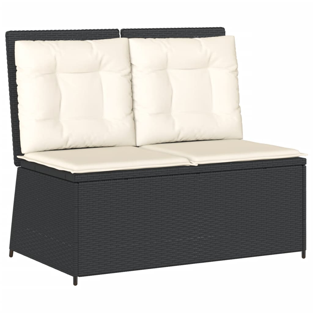 Salon de jardin 7 pcs avec coussins Noir Résine tressée