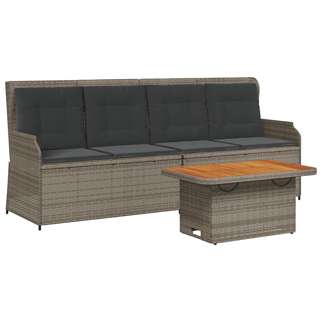 Salon de jardin 3 pcs avec coussins Gris Résine tressée
