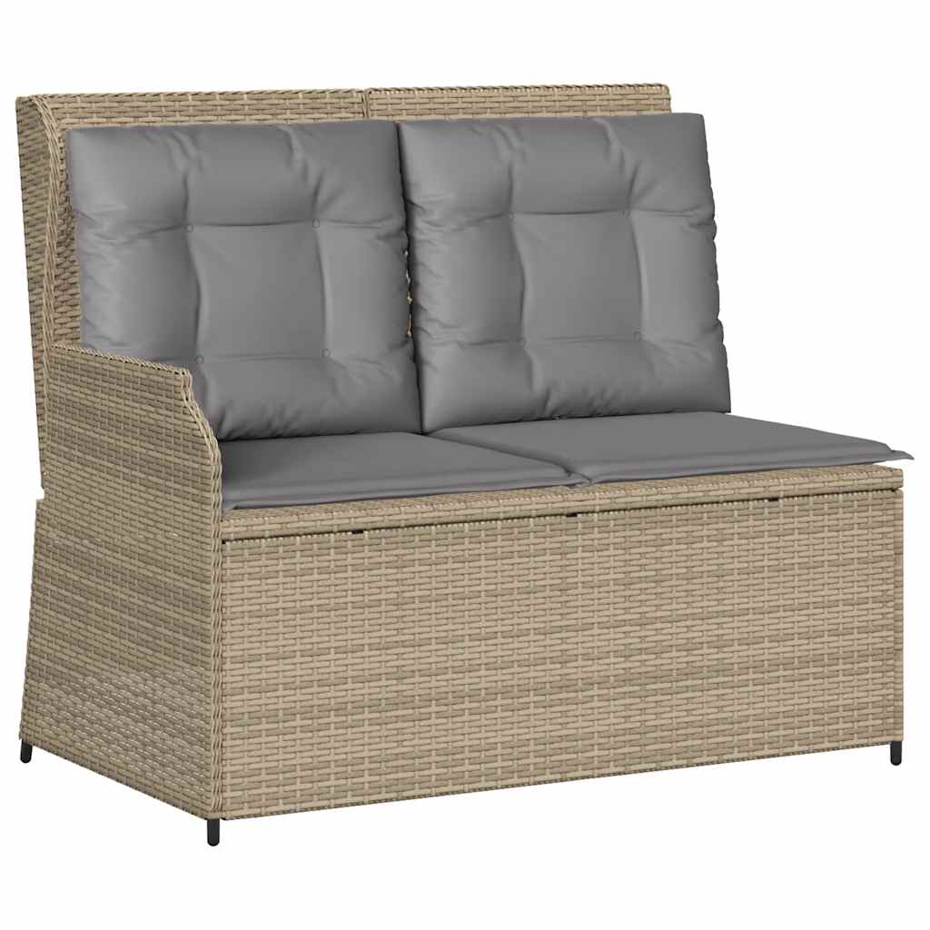 Salon de jardin avec coussins 3 pcs beige résine tressée