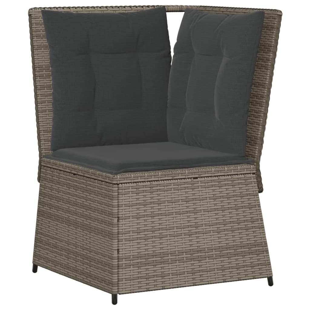 Salon de jardin 6 pcs avec coussins Gris Résine tressée