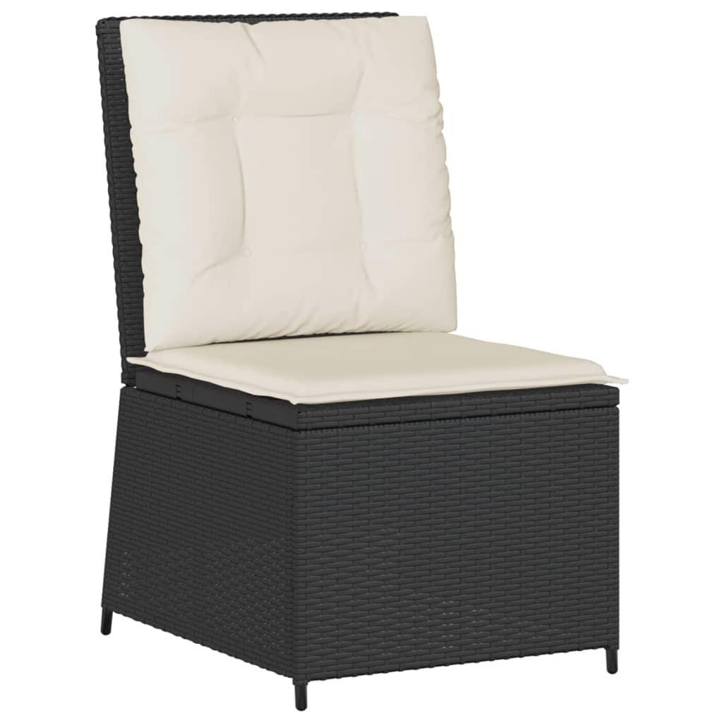 Salon de jardin 5 pcs avec coussins Noir Résine tressée