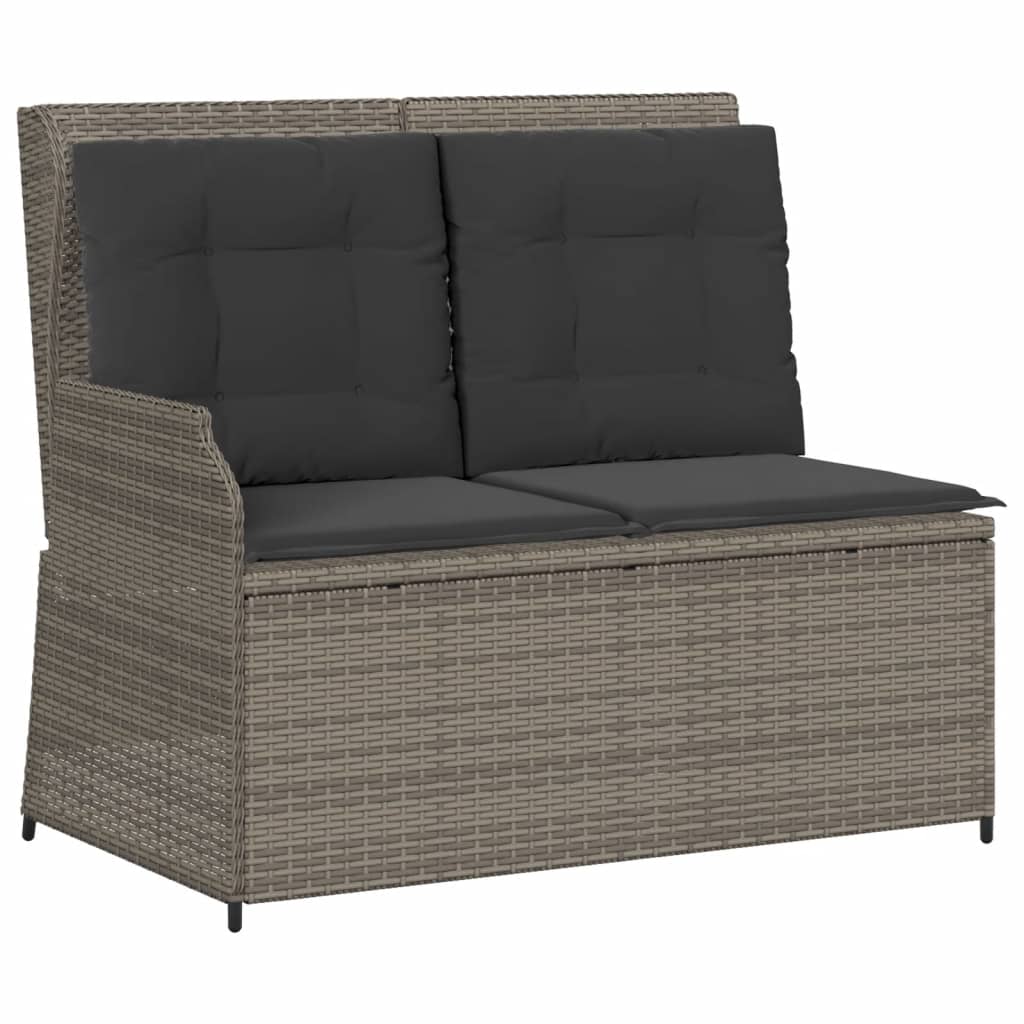 Salon de jardin avec coussins 3 pcs gris résine tressée