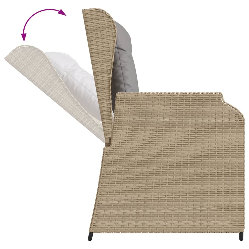 Salon de jardin avec coussins 3 pcs beige résine tressée
