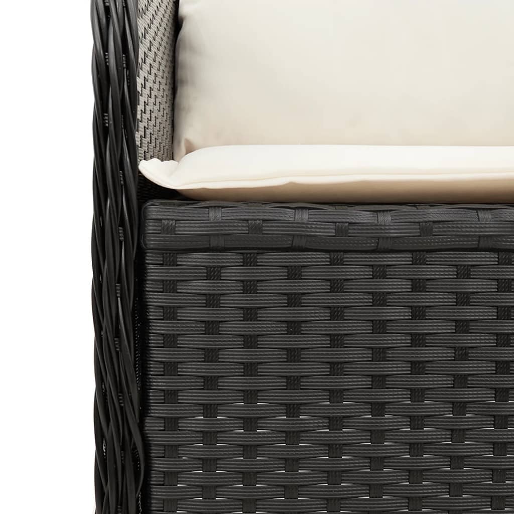Salon de jardin 3 pcs avec coussins Noir Résine tressée