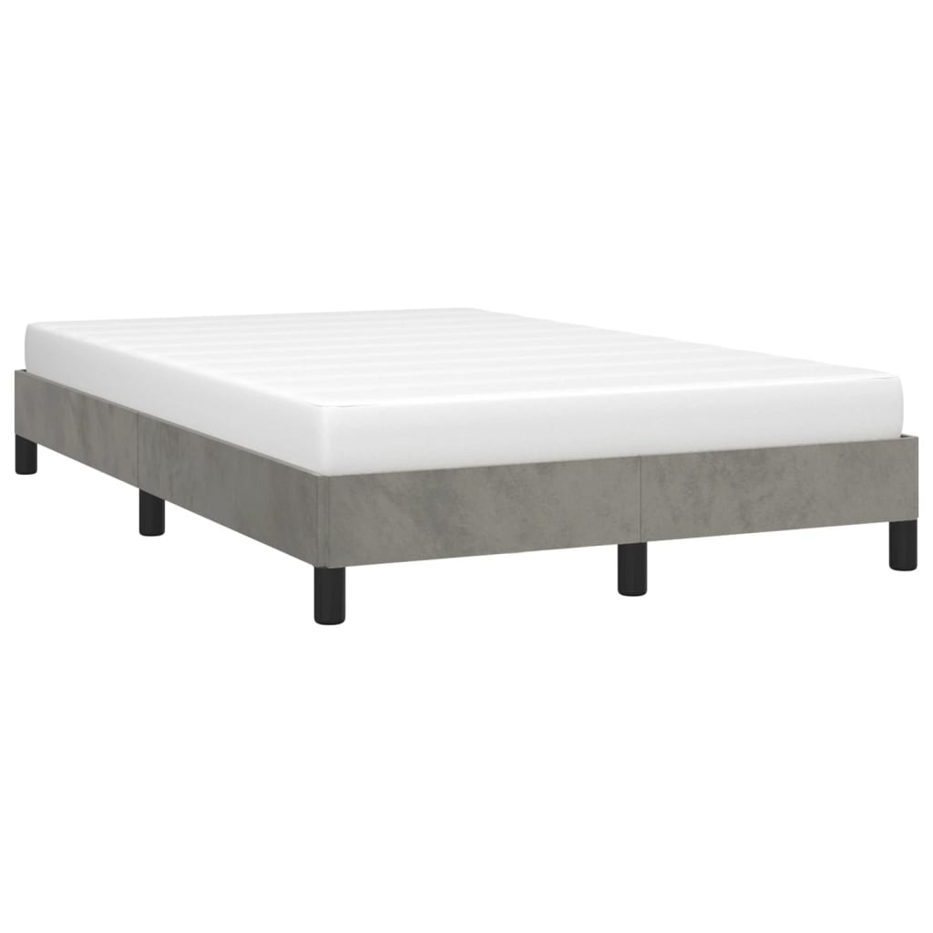 Cadre de lit sans matelas gris clair 120x190 cm velours - XIOS