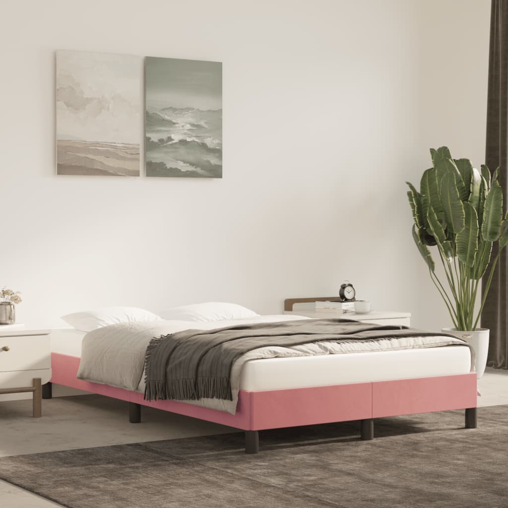 Cadre de lit sans matelas rose 120x190 cm velours - XIOS