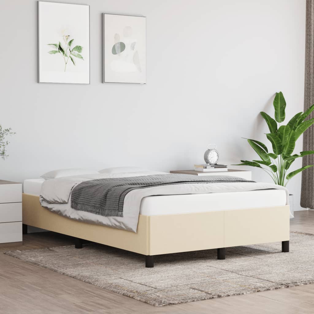 Cadre de lit sans matelas crème 120x190 cm tissu - XIOS