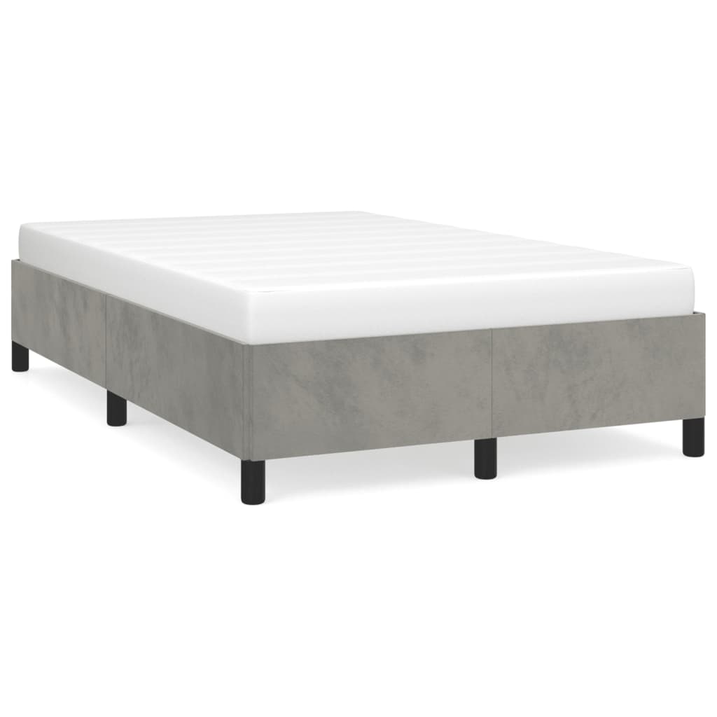 Cadre de lit sans matelas gris clair 120x190 cm velours - XIOS