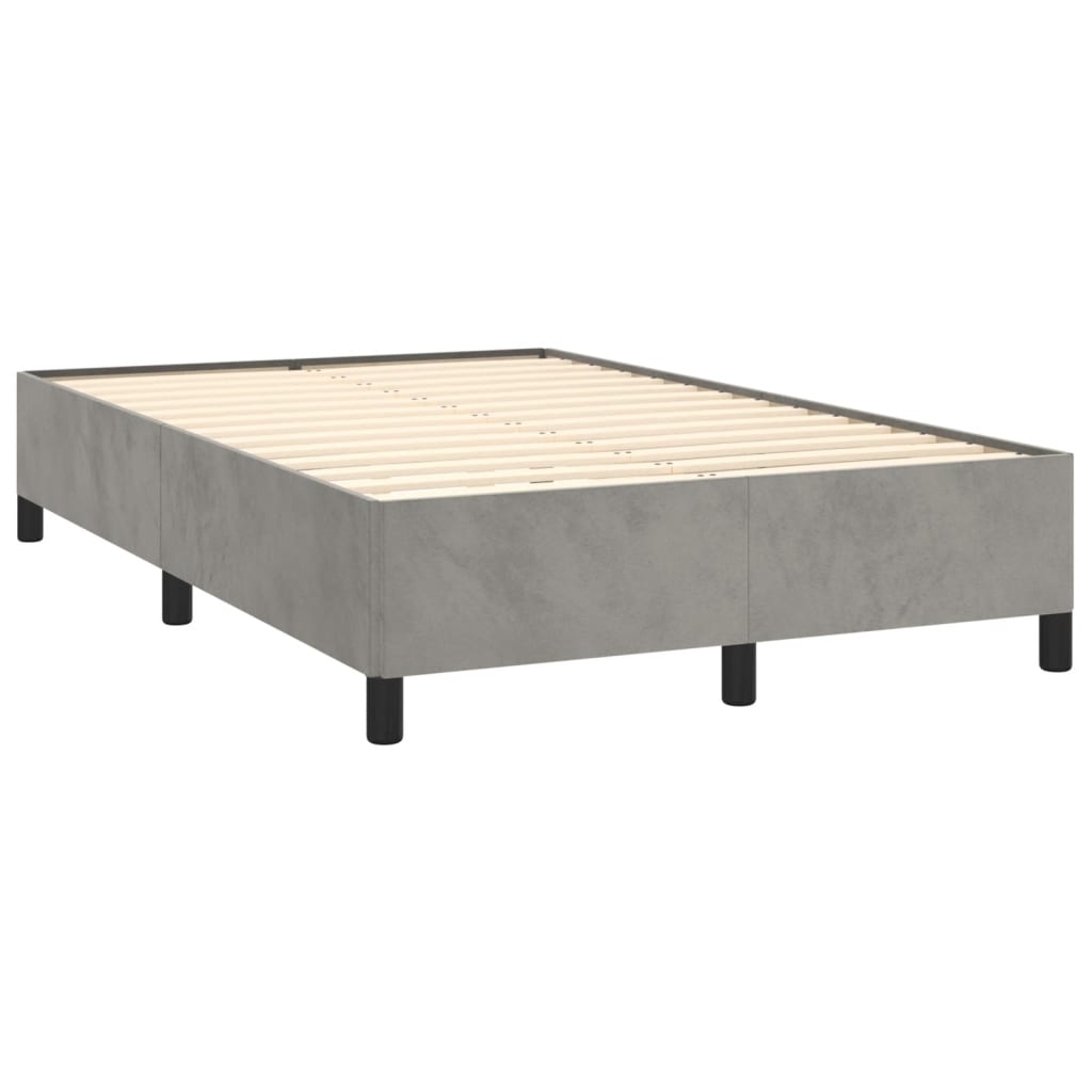 Cadre de lit sans matelas gris clair 120x190 cm velours - XIOS