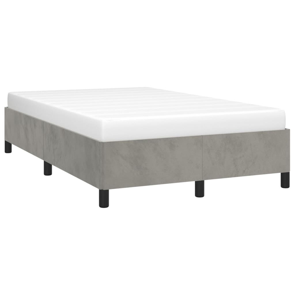 Cadre de lit sans matelas gris clair 120x190 cm velours - XIOS