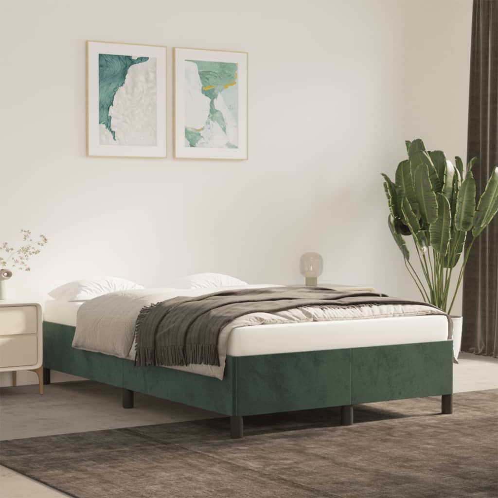 Cadre de lit sans matelas vert foncé 120x190 cm velours - XIOS