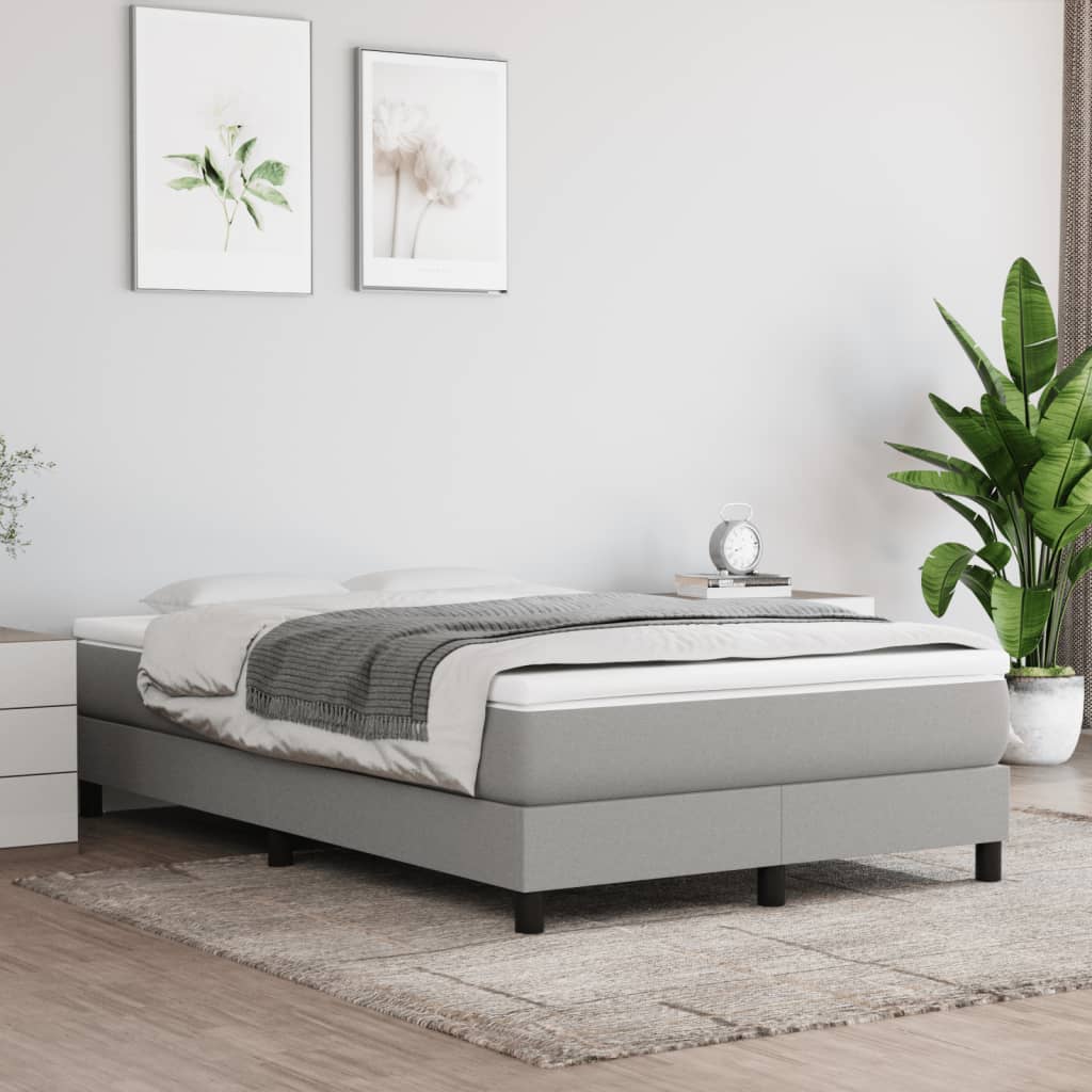 Sommier à lattes de lit et matelas gris clair 120x190 cm tissu - XIOS