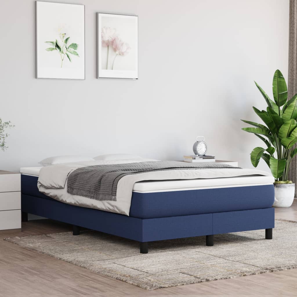 Sommier à lattes de lit avec matelas bleu 120x190 cm tissu - XIOS