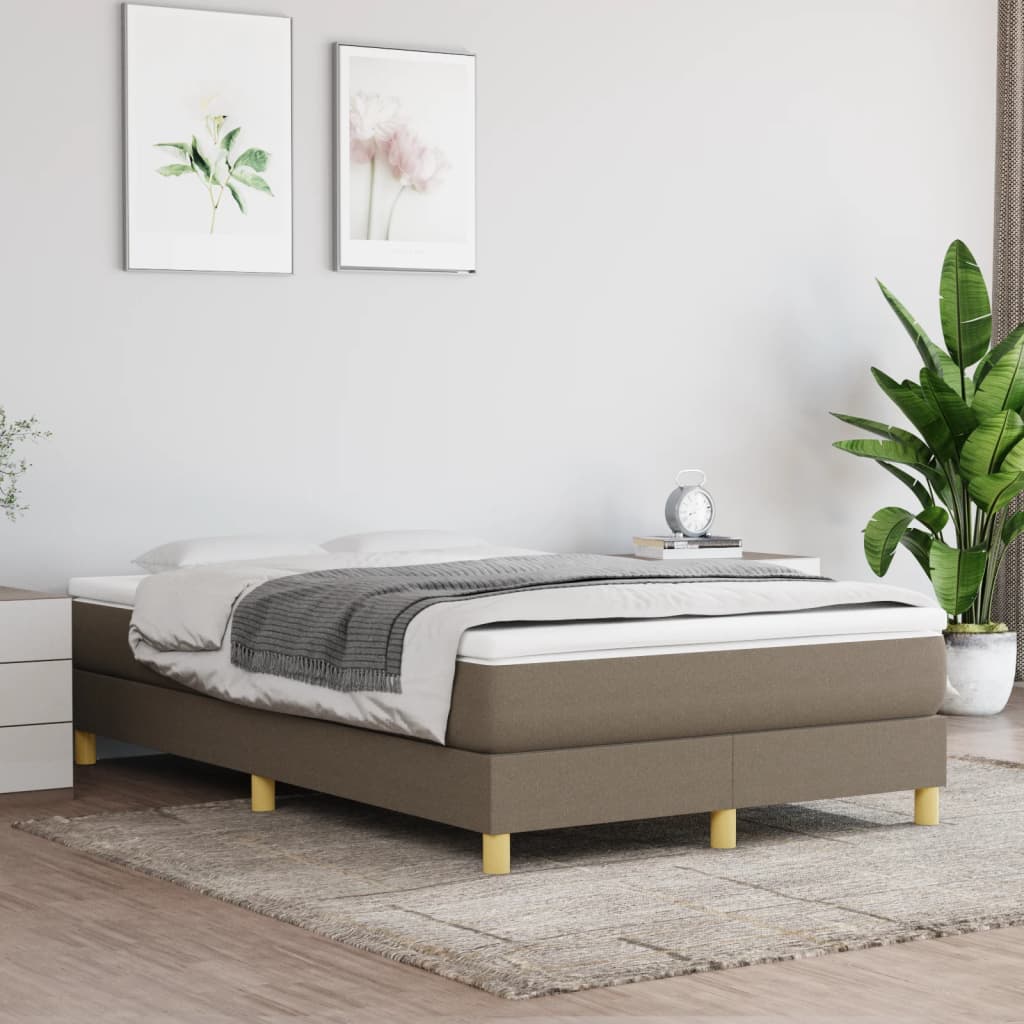 Sommier à lattes de lit avec matelas taupe 120x190 cm tissu - XIOS
