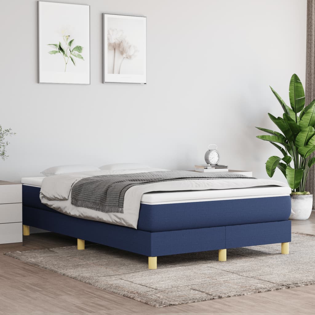Sommier à lattes de lit avec matelas bleu 120x190 cm tissu - XIOS