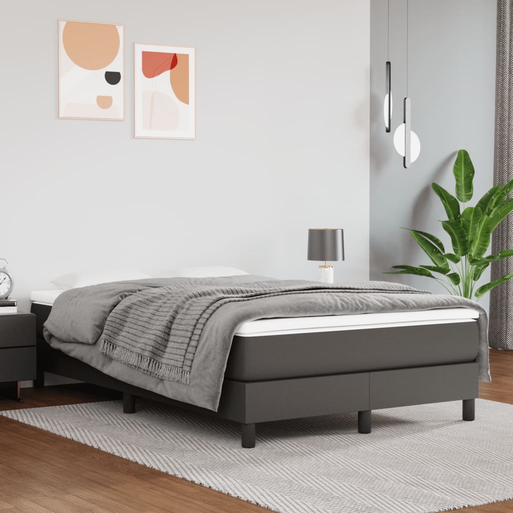 Sommier à lattes de lit avec matelas gris 120x190 cm similicuir - XIOS